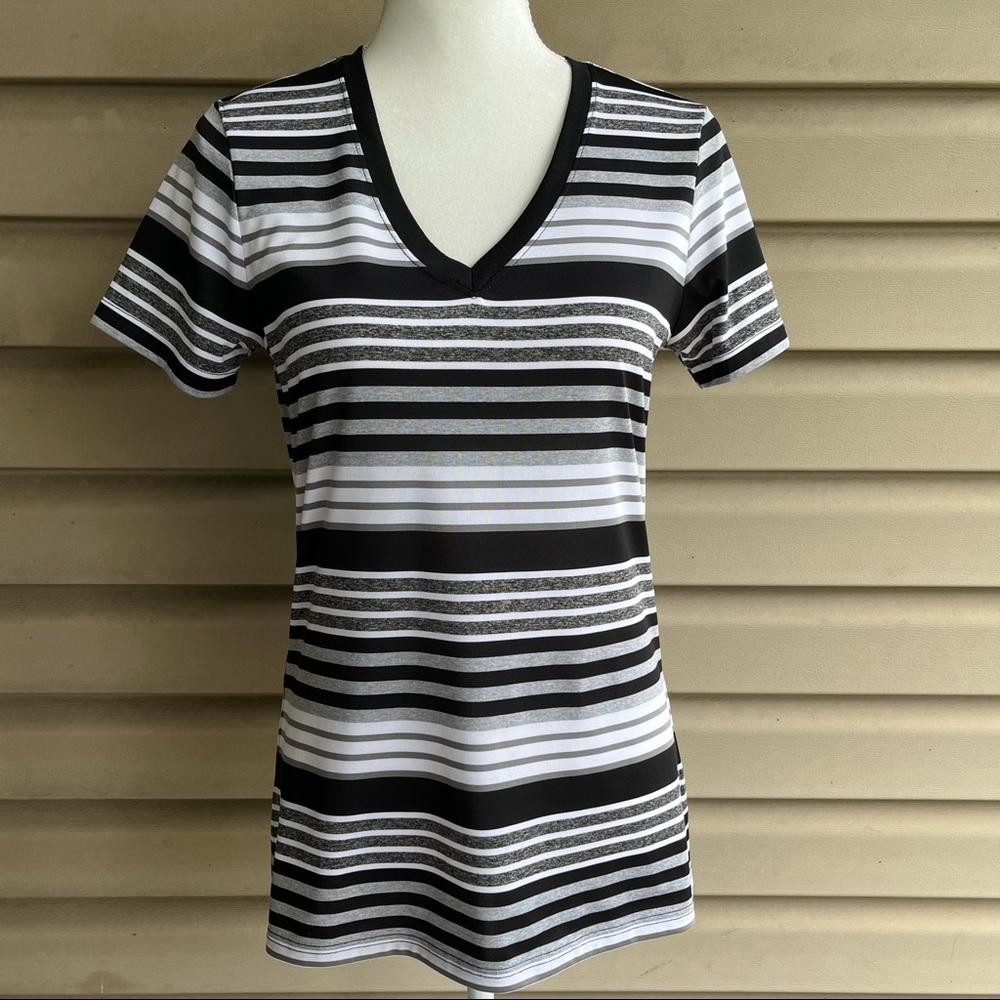 •Reebok• Sport PlayDry Striped Athletic Tee - Size Medium